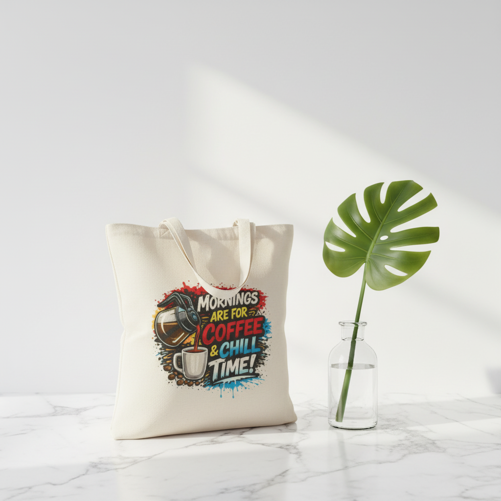 Coffee & Chill Tote Bag - 'Mornings Are For Coffee & Chill Time' Canvas Tote