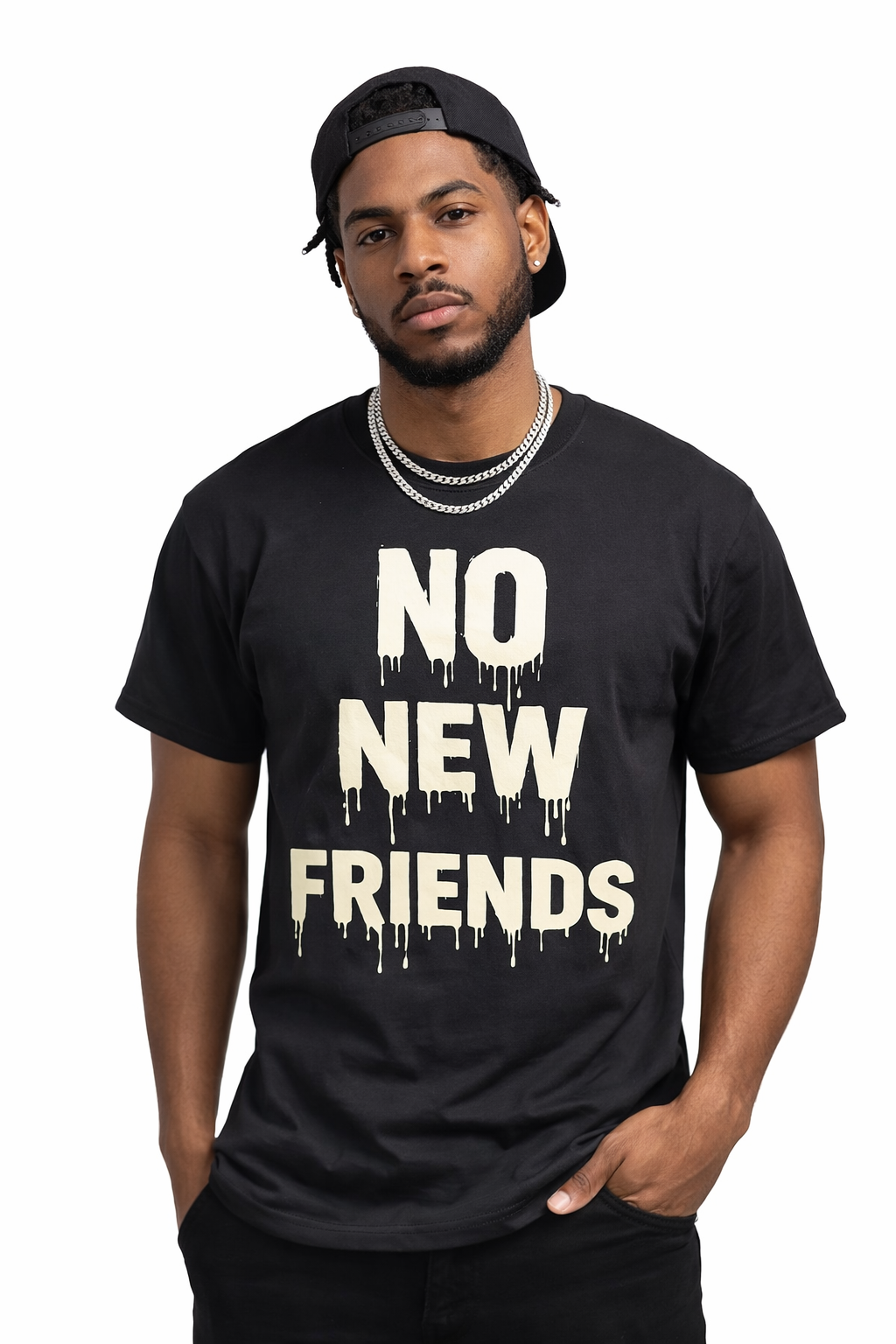 black t shirt No New friends