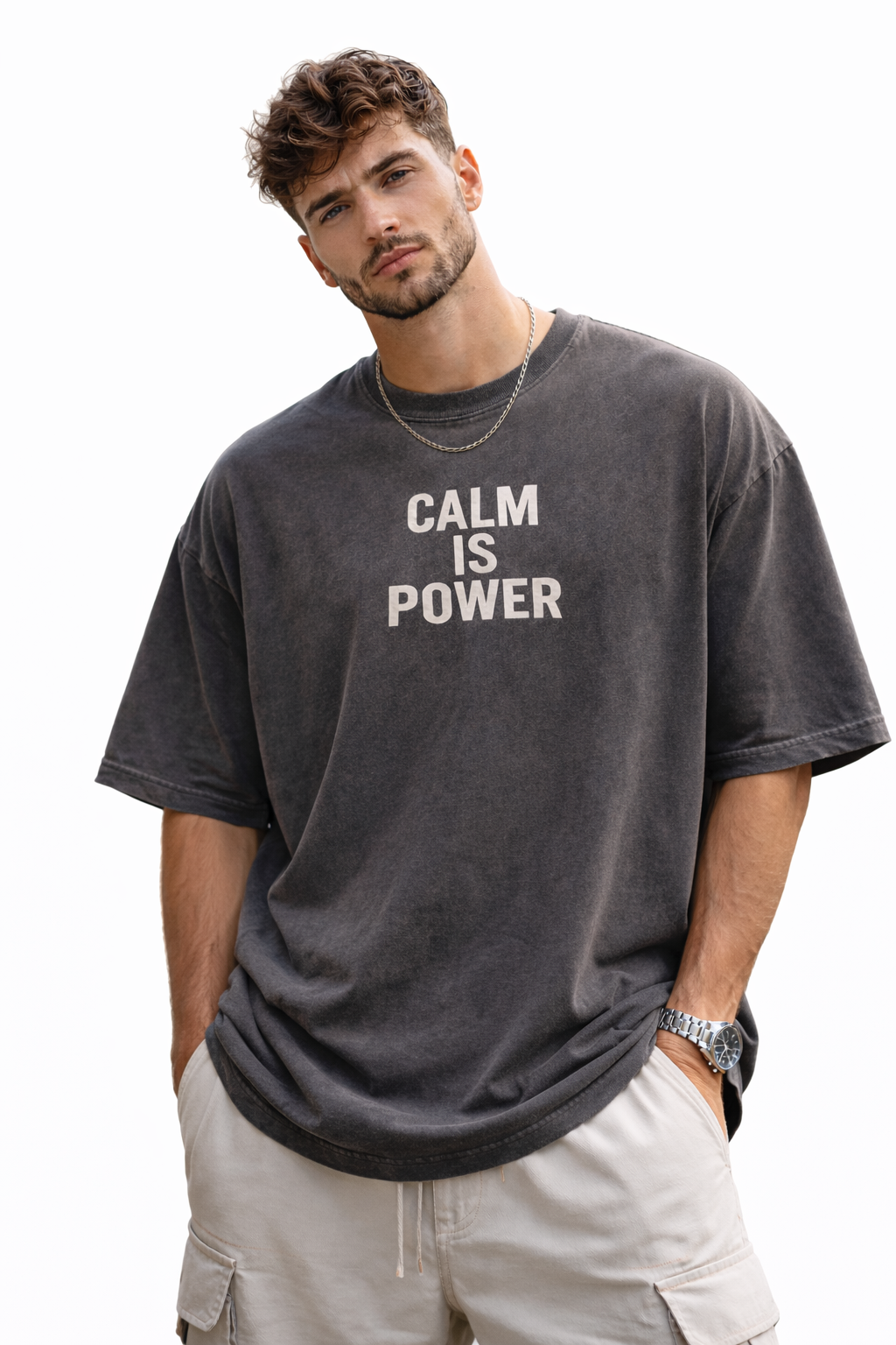 Snow Washed Oversized Cotton T-Shirt