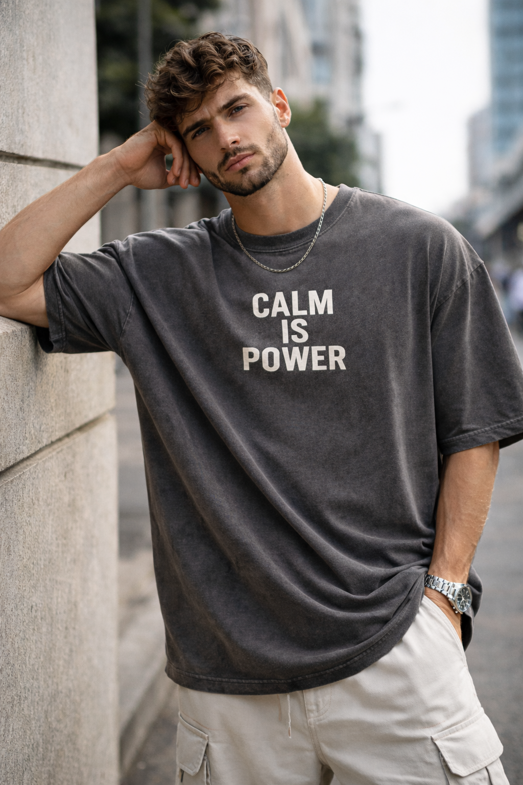 Snow Washed Oversized Cotton T-Shirt