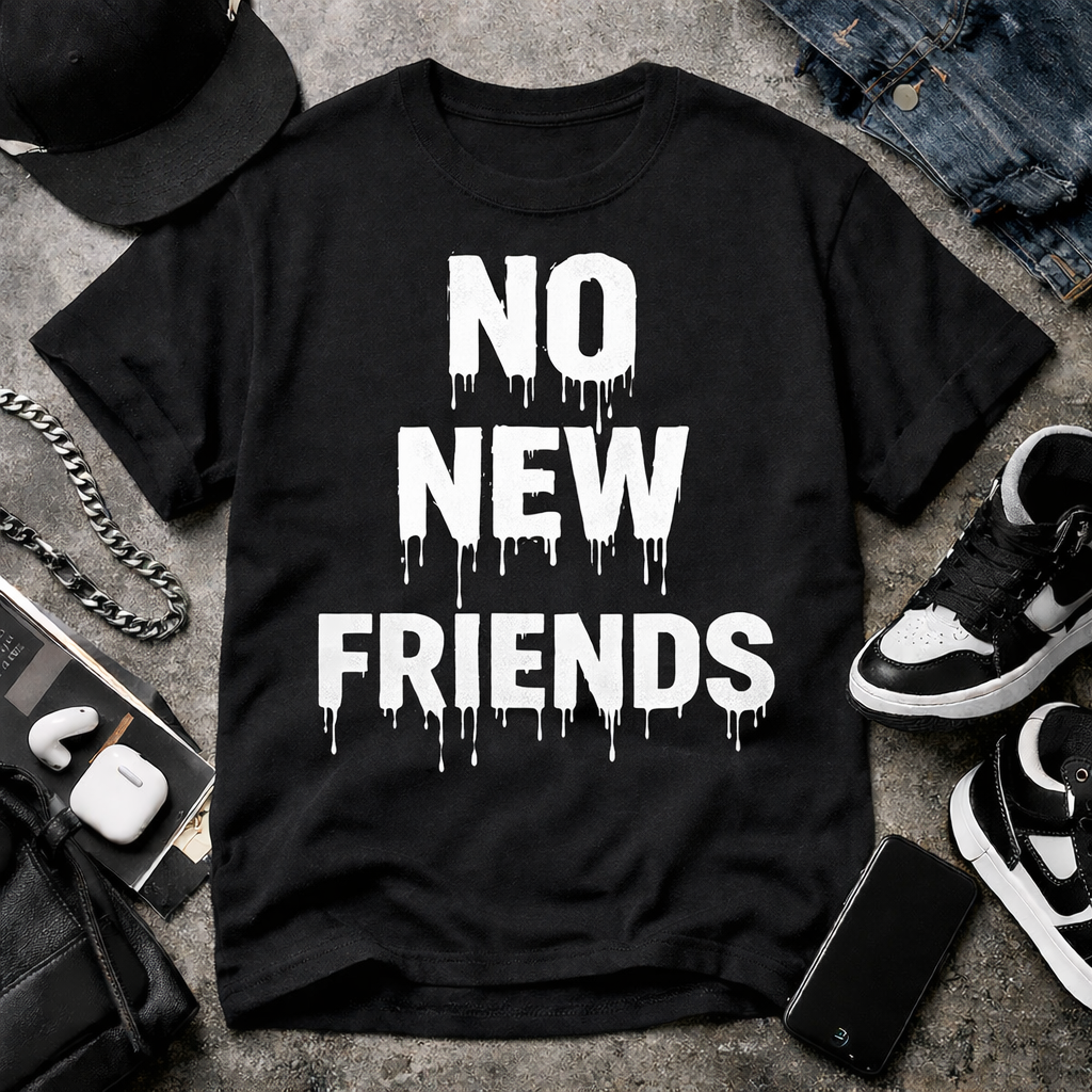 black t shirt No New friends